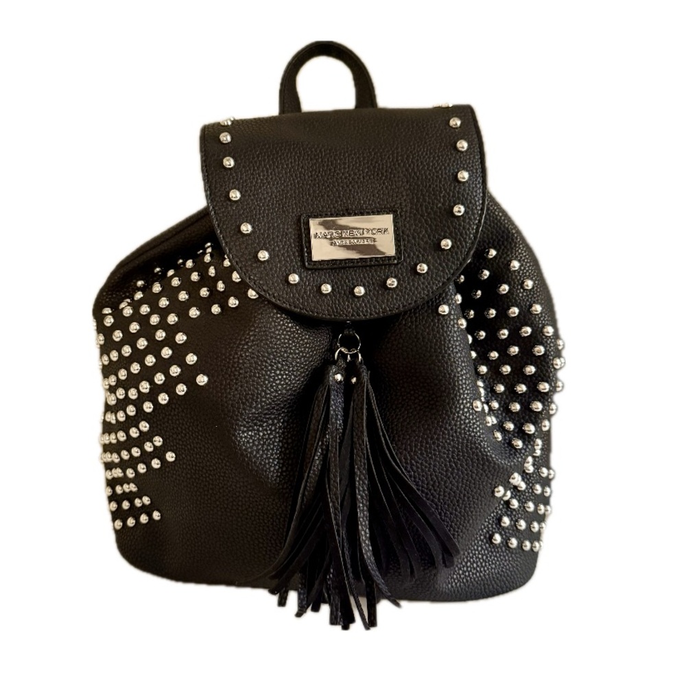 Marc New York, studded  Black leather Backpack with tassels